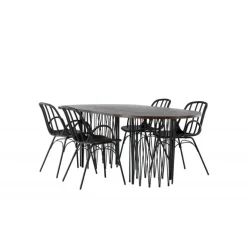 Spisebordssæt Stone med Dyron stole - Sort og Mocca