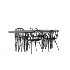 Spisebordssæt Stone med Dyron stole - Sort og Mocca