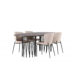 Spisebordssæt Stone med Modesto stole - Beige og Mocca