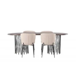 Spisebordssæt Stone med Modesto stole - Beige og Mocca