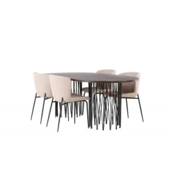 Spisebordssæt Stone med Modesto stole - Beige og Mocca
