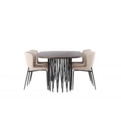 Spisebordssæt Stone med Modesto stole - Beige og Mocca