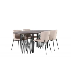 Spisebordssæt Stone med Modesto stole - Beige og Mocca