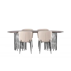 Spisebordssæt Stone med Modesto stole - Beige og Mocca