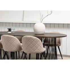 Spisebordssæt Stone med Spisebordsstole i Velvet - Beige og Mocca