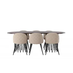 Spisebordssæt Stone med Spisebordsstole i Velvet - Beige og Mocca