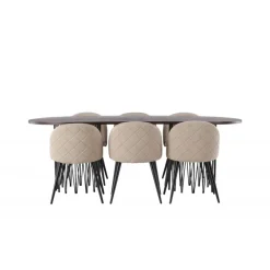 Spisebordssæt Stone med Spisebordsstole i Velvet - Beige og Mocca