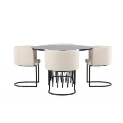 Spisebordssæt Stone med stole Simrishamn - Beige og Mocca