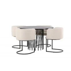 Spisebordssæt Stone med stole Simrishamn - Beige og Mocca