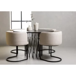 Spisebordssæt Stone med stole Simrishamn - Beige og Mocca