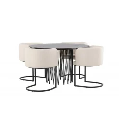 Spisebordssæt Stone med stole Simrishamn - Beige og Mocca