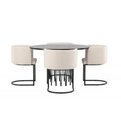 Spisebordssæt Stone med stole Simrishamn - Beige og Mocca