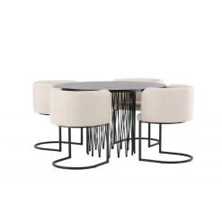 Spisebordssæt Stone med stole Simrishamn - Beige og Mocca