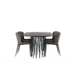 Spisebordssæt Stone med stole Modesto - Mørkegrå og Mocca