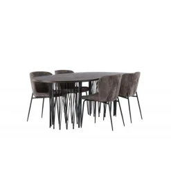 Spisebordssæt Stone med stole Modesto - Mørkegrå og Mocca