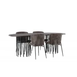 Spisebordssæt Stone med stole Modesto - Mørkegrå og Mocca