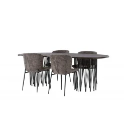 Spisebordssæt Stone med stole Modesto - Mørkegrå og Mocca