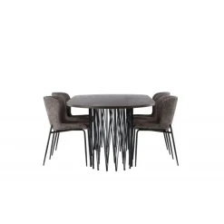 Spisebordssæt Stone med stole Modesto - Mørkegrå og Mocca