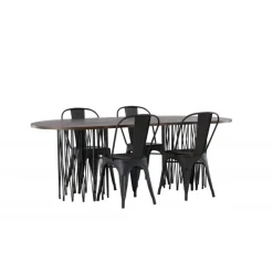 Spisebordssæt Stone med Tempe stole - Sort og Mocca