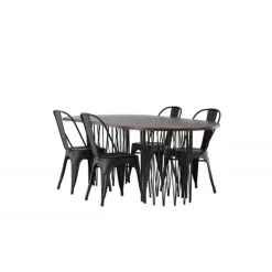 Spisebordssæt Stone med Tempe stole - Sort og Mocca