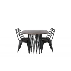 Spisebordssæt Stone med Tempe stole - Sort og Mocca