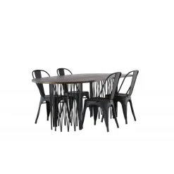 Spisebordssæt Stone med Tempe stole - Sort og Mocca