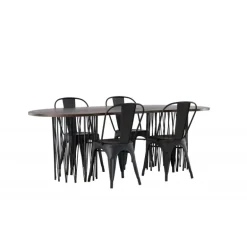 Spisebordssæt Stone med Tempe stole - Sort og Mocca