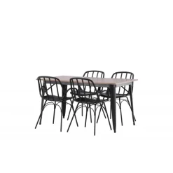 Spisebordssæt Tempe med Spisebordsstole Dyron - Sort og Valnød