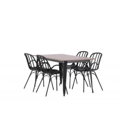 Spisebordssæt Tempe med Spisebordsstole Dyron - Sort og Valnød