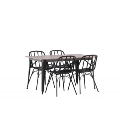 Spisebordssæt Tempe med Spisebordsstole Dyron - Sort og Valnød