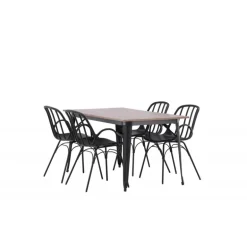 Spisebordssæt Tempe med Spisebordsstole Dyron - Sort og Valnød