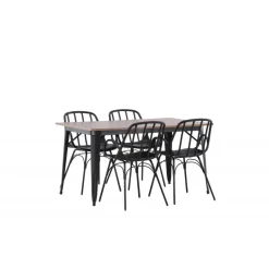 Spisebordssæt Tempe med Spisebordsstole Dyron - Sort og Valnød