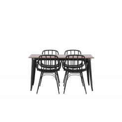 Spisebordssæt Tempe med Spisebordsstole Dyron - Sort og Valnød