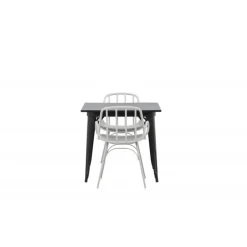 Spisebordssæt Tempe med Spisebordsstole Dyron - Sort og Gråbeige