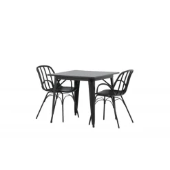 Spisebordssæt Tempe med Spisebordsstole Dyron - Sort