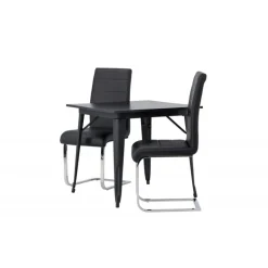 Spisebordssæt Tempe med Spisebordsstole Tempo - Sort