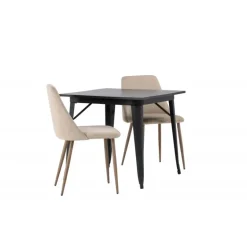 Spisebordssæt Tempe med Spisebordsstole Night - Sort og Brun