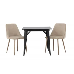 Spisebordssæt Tempe med Spisebordsstole Night - Sort og Brun