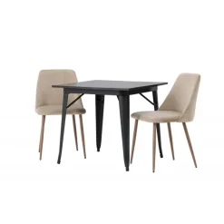 Spisebordssæt Tempe med Spisebordsstole Night - Sort og Brun