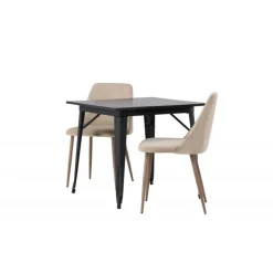 Spisebordssæt Tempe med Spisebordsstole Night - Sort og Brun