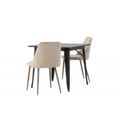 Spisebordssæt Tempe med Spisebordsstole Night - Sort og Brun