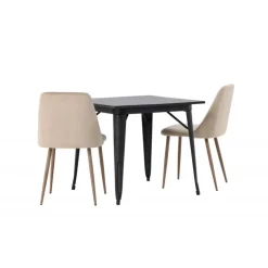 Spisebordssæt Tempe med Spisebordsstole Night - Sort og Brun