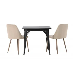 Spisebordssæt Tempe med Spisebordsstole Night - Sort og Brun