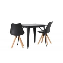 Spisebordssæt Tempe med Spisebordsstole Zeno - Sort