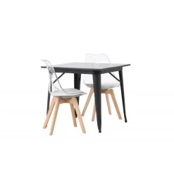 Spisebordssæt Tempe med Spisebordsstole Edvin - Sort og Transparent