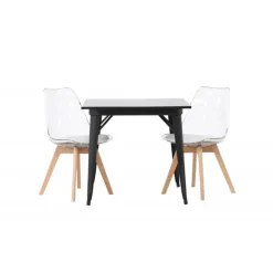 Spisebordssæt Tempe med Spisebordsstole Edvin - Sort og Transparent