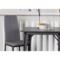 Spisebordssæt Tempe med Spisebordsstole Petra - Sort og Mørkegrå