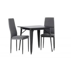 Spisebordssæt Tempe med Spisebordsstole Petra - Sort og Mørkegrå
