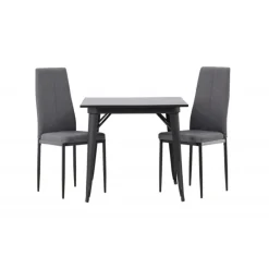 Spisebordssæt Tempe med Spisebordsstole Petra - Sort og Mørkegrå