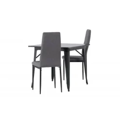 Spisebordssæt Tempe med Spisebordsstole Petra - Sort og Mørkegrå